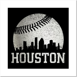 Vintage Houston Texas Skyline Baseball Posters and Art